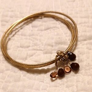 Elegant Gold Bangle Bracelet Set with Brown Accents